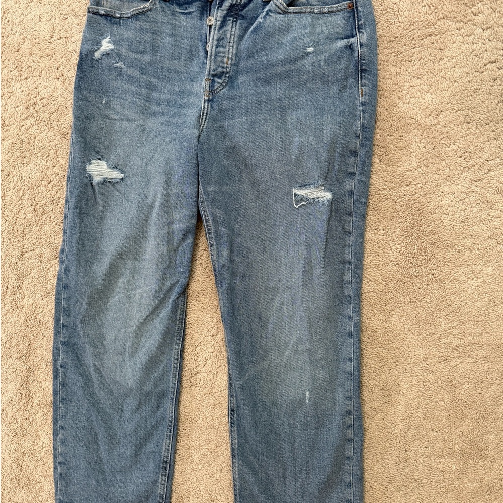 Old Navy Blue Boyfriend Jeans Distressed Relaxed Fit